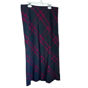 Kate Hill 100% wool Red/Black Plaid Ankle length skirt size 10